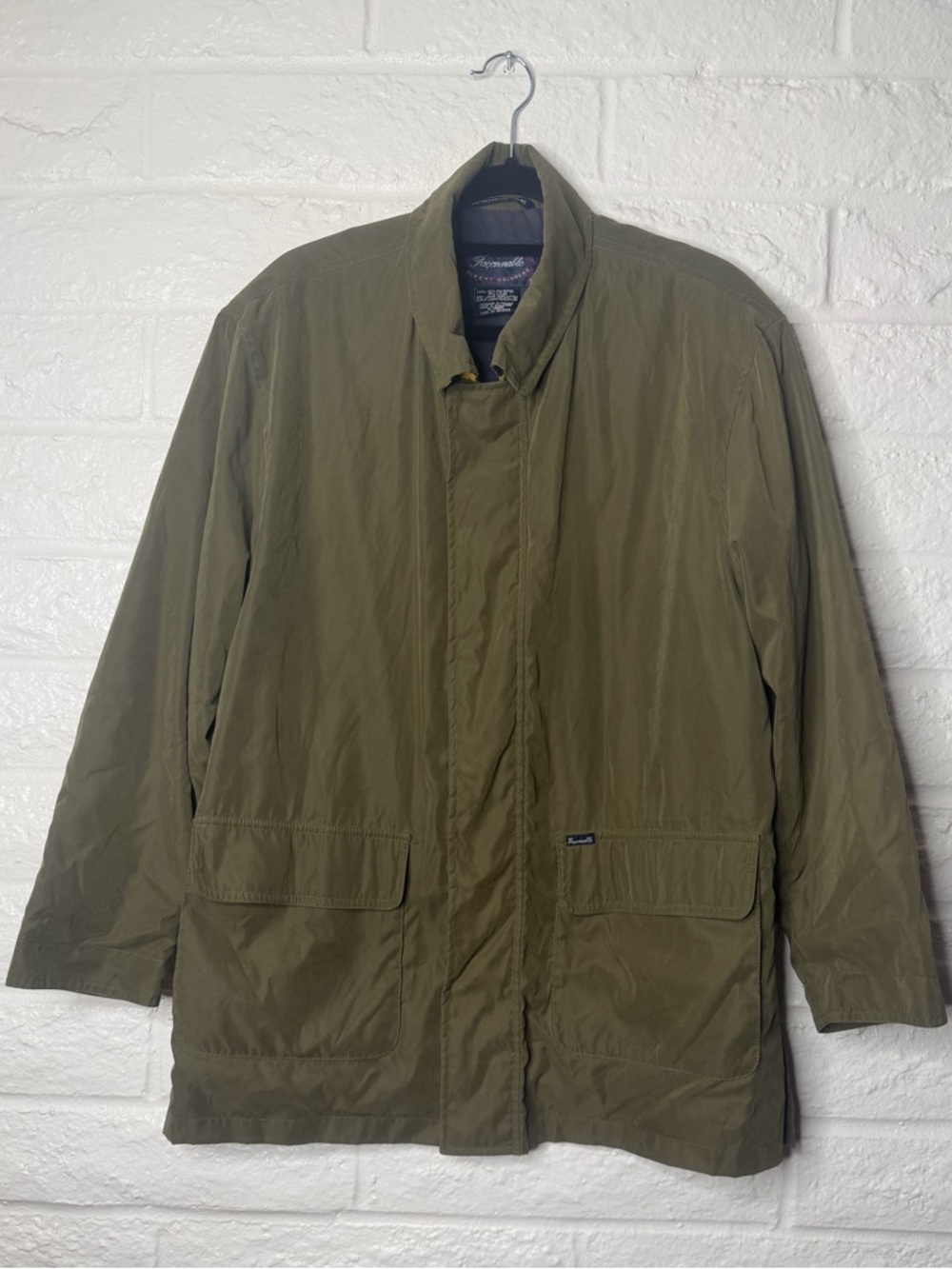 Faconnable Olive Green Barn Chore Jacket Full Zip Button Equestrian Utility